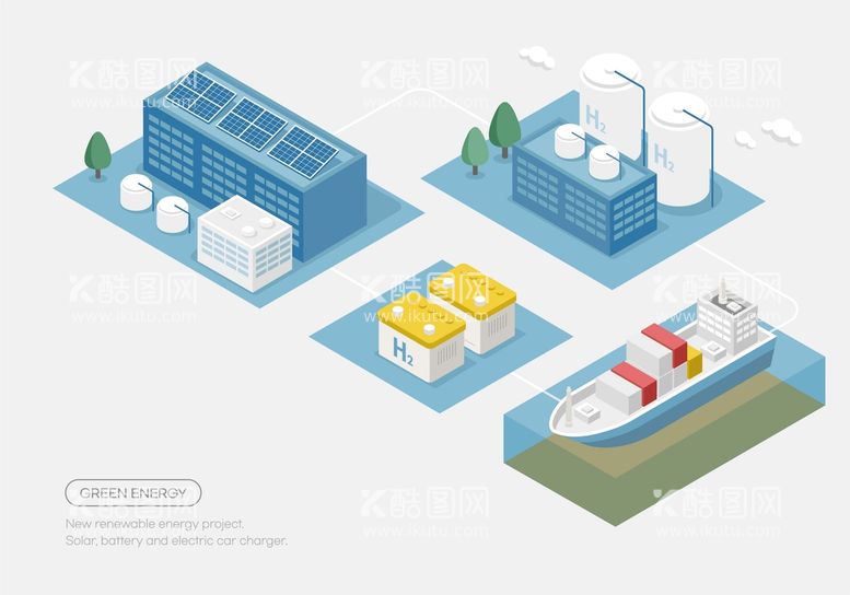 编号：34192010050406240846【酷图网】源文件下载-矢量绿色环保新能源现代工业插画