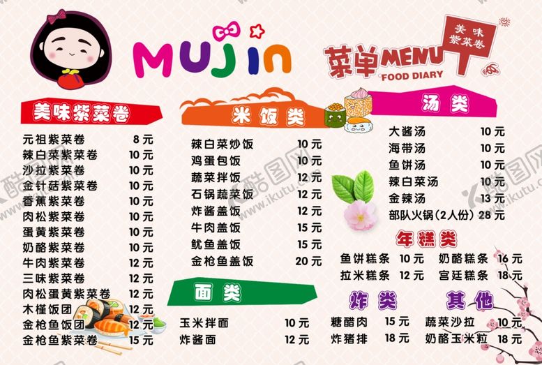 编号：67625710041901213830【酷图网】源文件下载-寿司菜单