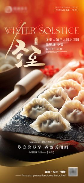 美业二十四节气冬至团圆海报