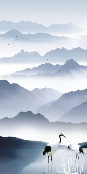 中式山水玄关装饰画