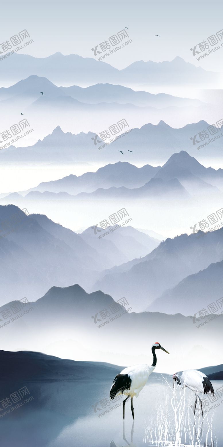 编号：27823405120723083842【酷图网】源文件下载-中式山水玄关装饰画