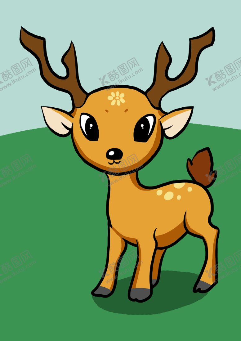 编号：48582609262046264189【酷图网】源文件下载-卡通手绘梅花鹿