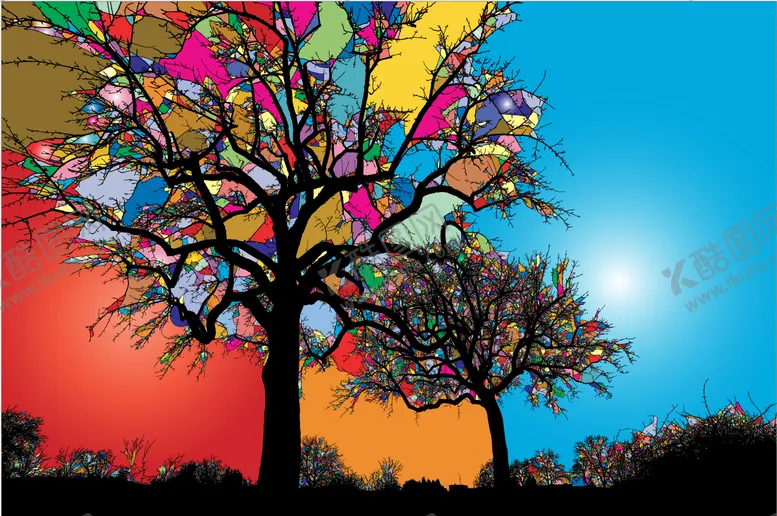 编号：41816609091033487661【酷图网】源文件下载-梦幻彩色树木景观