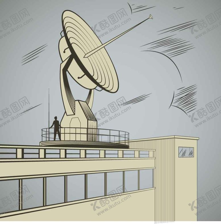 编号：37408809291950383277【酷图网】源文件下载-雷达天台房顶科技素材手绘卡通