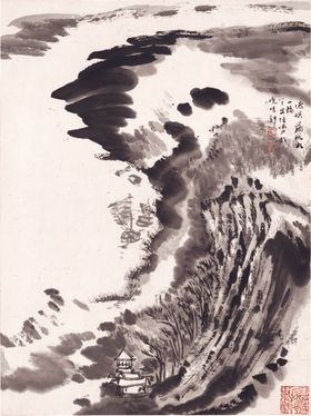 传统水墨国画花枝