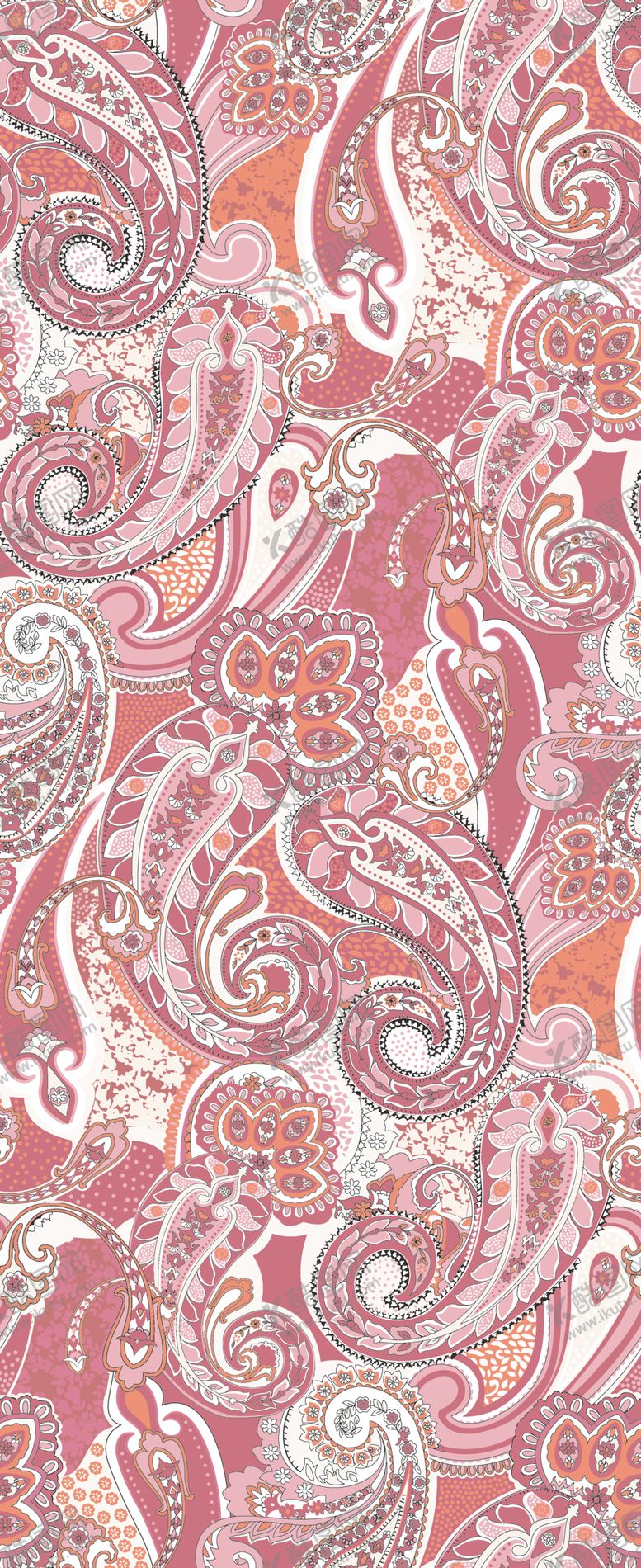 编号：92987704011451189944【酷图网】源文件下载-粉色佩斯利花纹图案