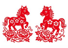 生肖马窗花剪纸