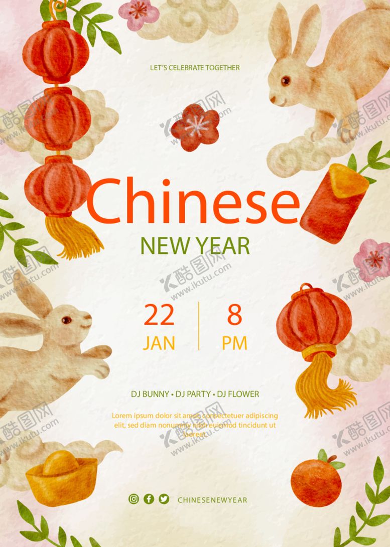 编号：39846701121509138519【酷图网】源文件下载-兔年新年海报