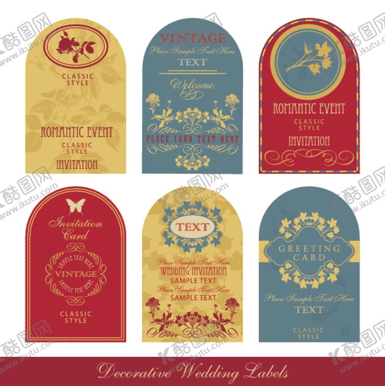 编号：59403804030956553622【酷图网】源文件下载-复古婚礼标签卡片设计