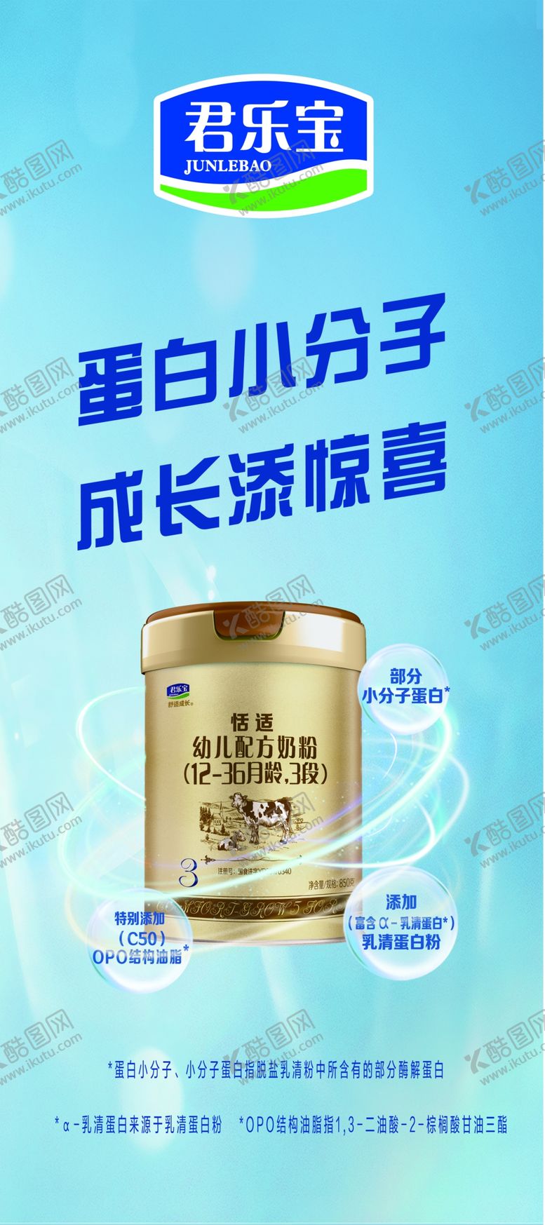 编号：66497307052358316369【酷图网】源文件下载-君乐宝恬适蛋白小分子成长添惊喜
