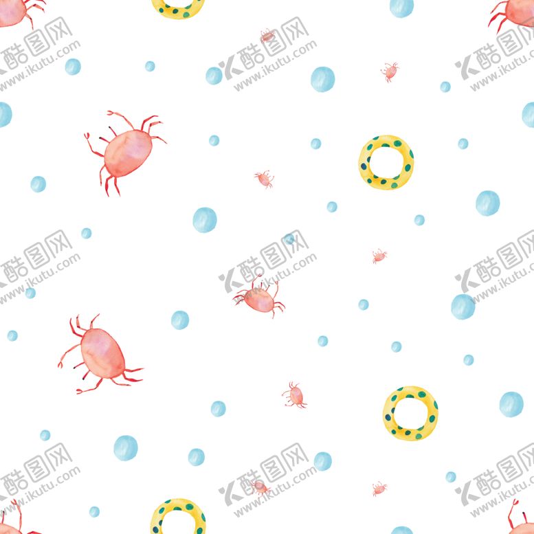 编号：77742005172210577231【酷图网】源文件下载-夏季可爱手绘水彩无缝插图