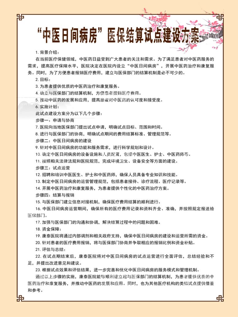 编号：12462711270638438334【酷图网】源文件下载-中医日间医保结算试点建设方案