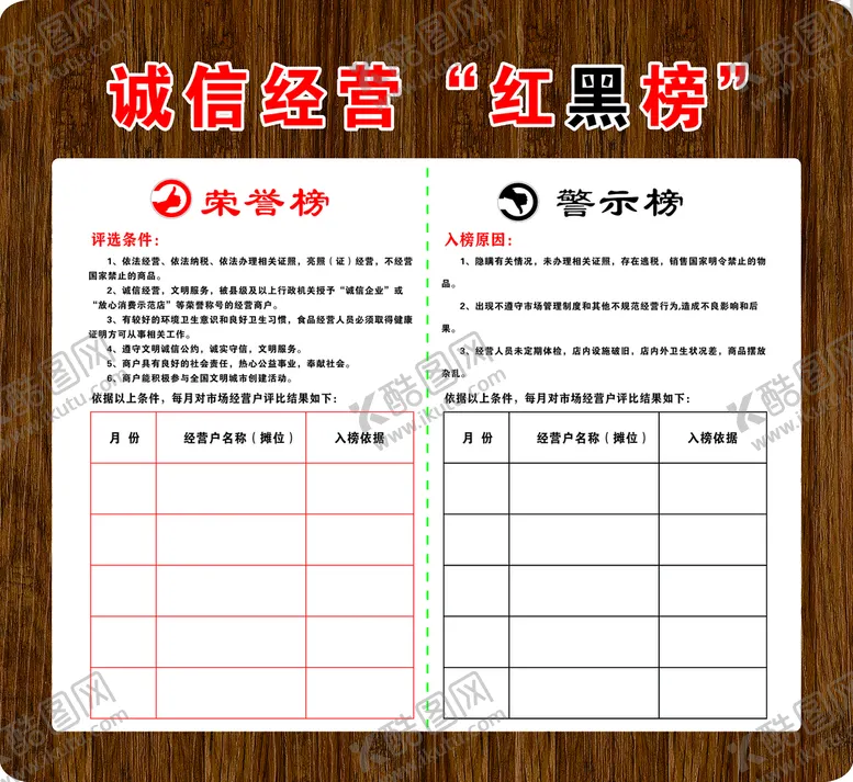 编号：69531810111813528240【酷图网】源文件下载-诚信经营红黑榜