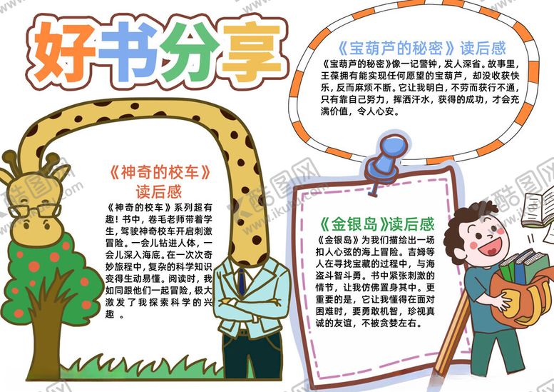 编号：72013204040442281140【酷图网】源文件下载-卡通风好书分享小报