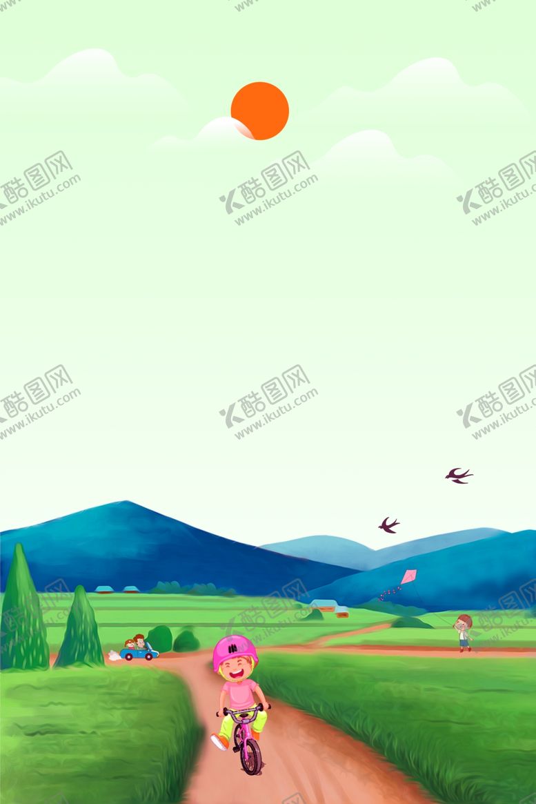 编号：11770010060724361714【酷图网】源文件下载-卡通农场小道背景