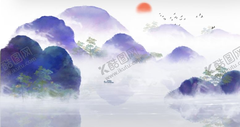 编号：37620102122306417055【酷图网】源文件下载-水墨山水画