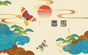 中国风绿色春天背景