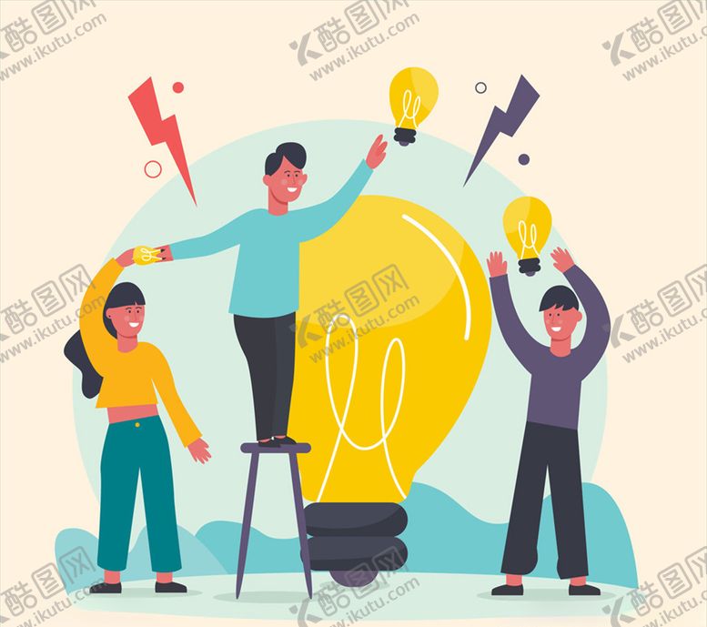 编号：36646209231010404836【酷图网】源文件下载-灯泡和人物