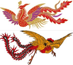 手绘水彩凤凰