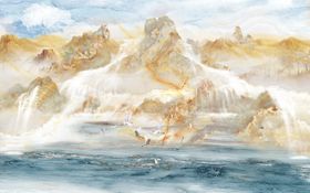 大理石山水背景墙