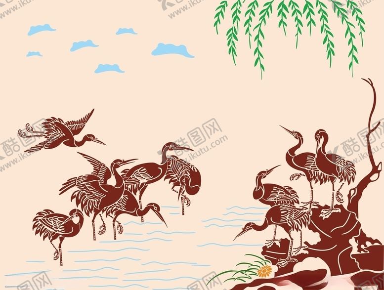 编号：34542709230859008410【酷图网】源文件下载-硅藻泥鹤叶子背景