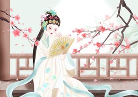 戏曲人物传统国风插画卡通背景