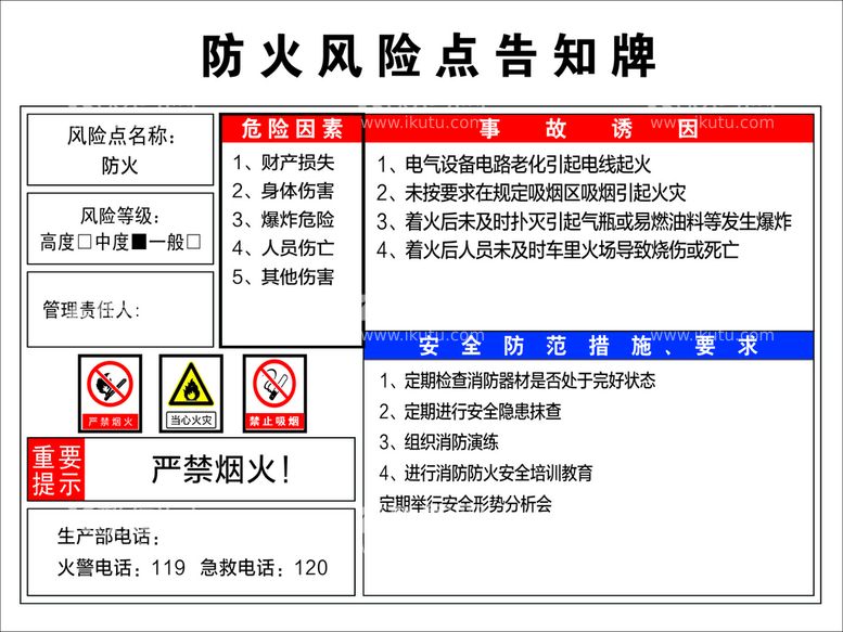 编号：87987310230602313774【酷图网】源文件下载-防火风险告知牌