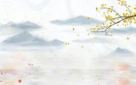 背景墙新中式水墨山水中式山水新中式山水