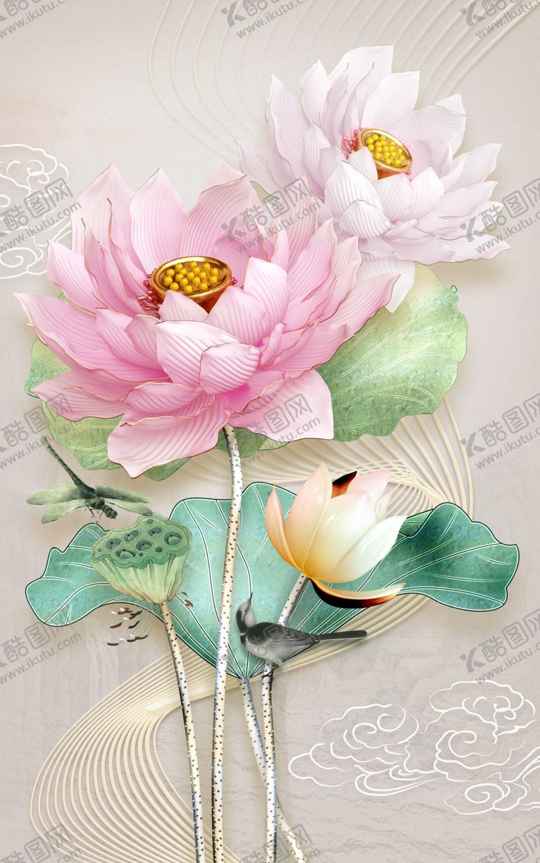 编号：65124406280849596346【酷图网】源文件下载-荷花装饰画