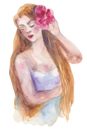 水彩绘画人物美女