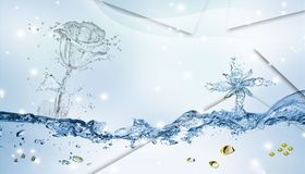 水造型玫瑰小鱼背景墙