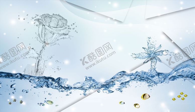 编号：74731805130251089023【酷图网】源文件下载-水造型玫瑰小鱼背景墙