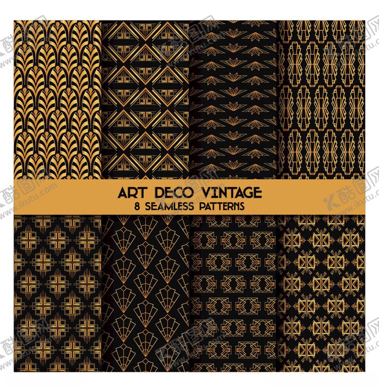 编号：48839211212058004742【酷图网】源文件下载-复古黑金几何图案集合