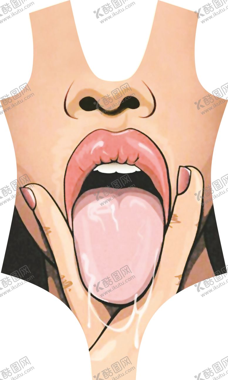 编号：26476609211940235745【酷图网】源文件下载-大舌头剪刀手女孩头像印花