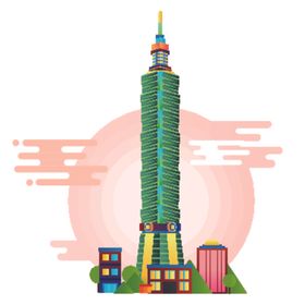 创意城市地标建筑物插画