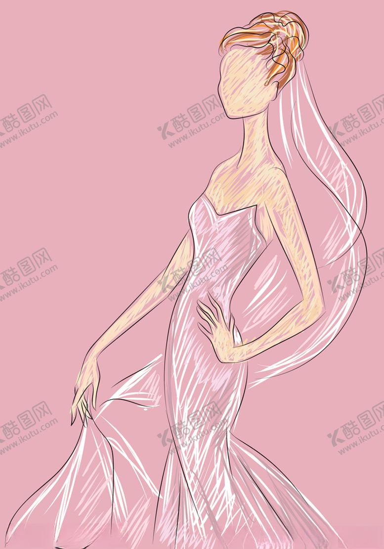 编号：54508409092047078736【酷图网】源文件下载-新娘手绘素材