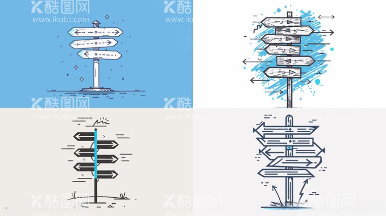 编号：48221901200849015264【酷图网】源文件下载-简笔画指示牌