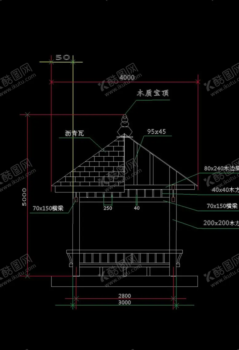 编号：85140504201759308503【酷图网】源文件下载-四角亭平面图