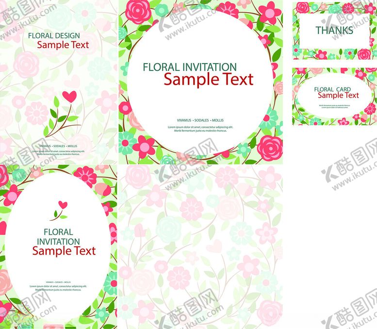 编号：12561311211142298796【酷图网】源文件下载-花卉主题装饰卡片设计