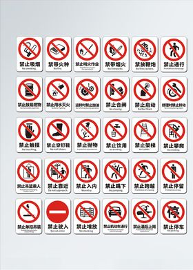 禁止安全标识牌整套导视图