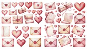 浪漫爱心信封插画
