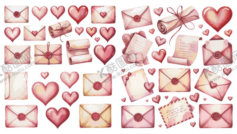 编号：51181411242135048791【酷图网】源文件下载-浪漫爱心信封插画