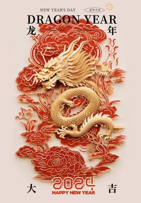 龙年海报金设计新快乐吉祥