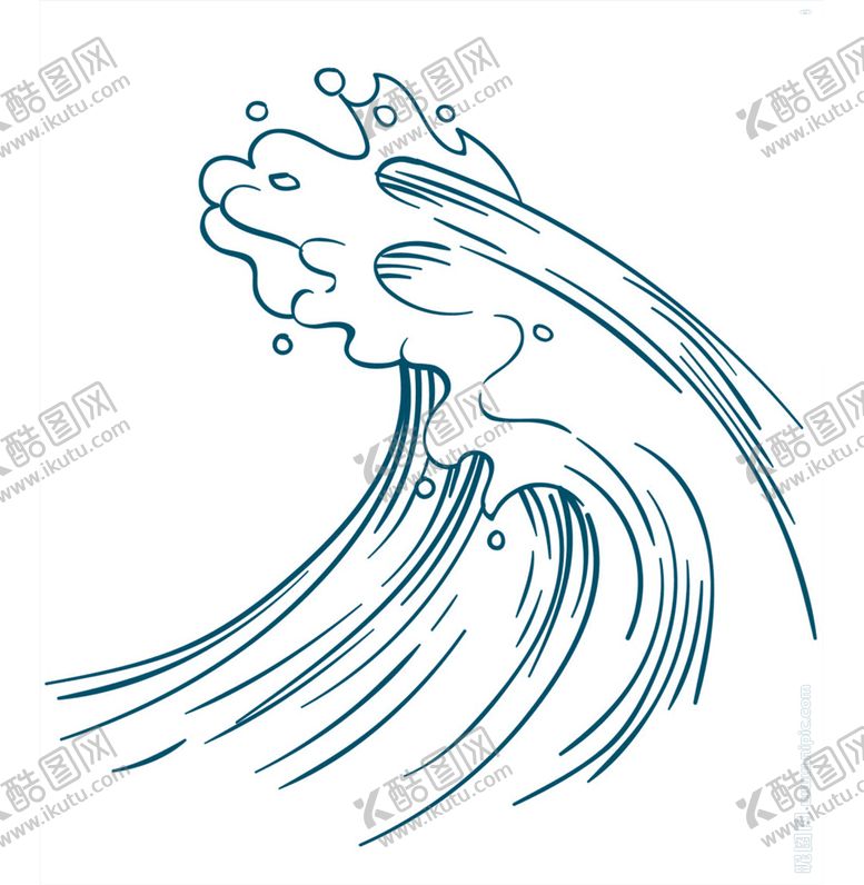 编号：53809109291615345069【酷图网】源文件下载-海浪波纹线条国风复古装饰素材