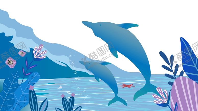 编号：26953109162159112985【酷图网】源文件下载-海豚表演环保插画