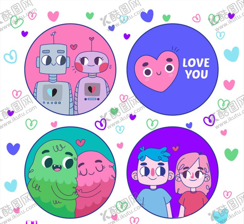 编号：53748710130207579760【酷图网】源文件下载-创意情侣头像