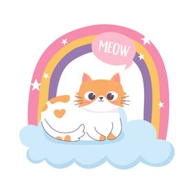 手绘淡彩猫
