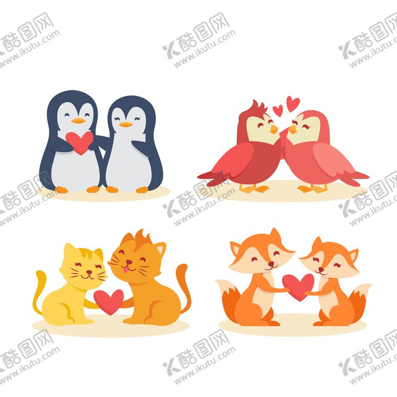 编号：86301909141325094360【酷图网】源文件下载-情人节动物爱心可爱