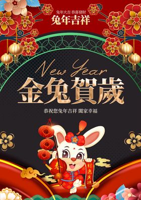 金兔贺岁新年海报