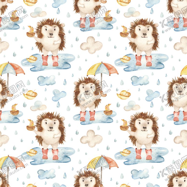 编号：70409509132051423060【酷图网】源文件下载-秋季森系水彩动物背景